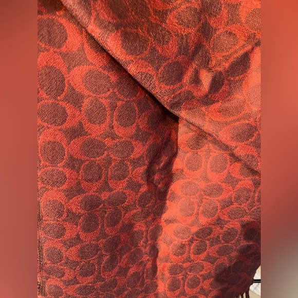 NWOT Coach reversible signature and plaid Burgundy and Black Scarf Unisex Warm - Picture 7 of 8